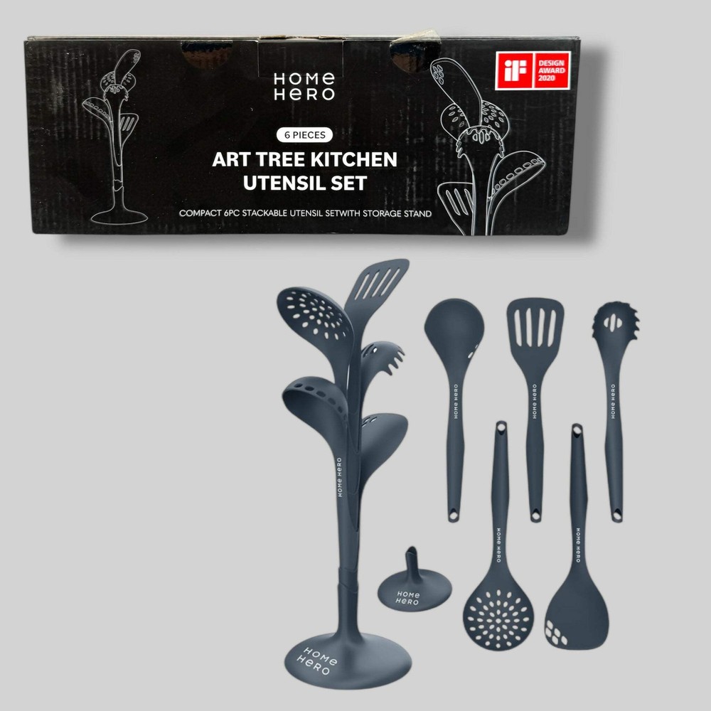 Home Hero 6 Pcs Kitchen Utensils Set | BPA-Free, Dark Blue | New in Box