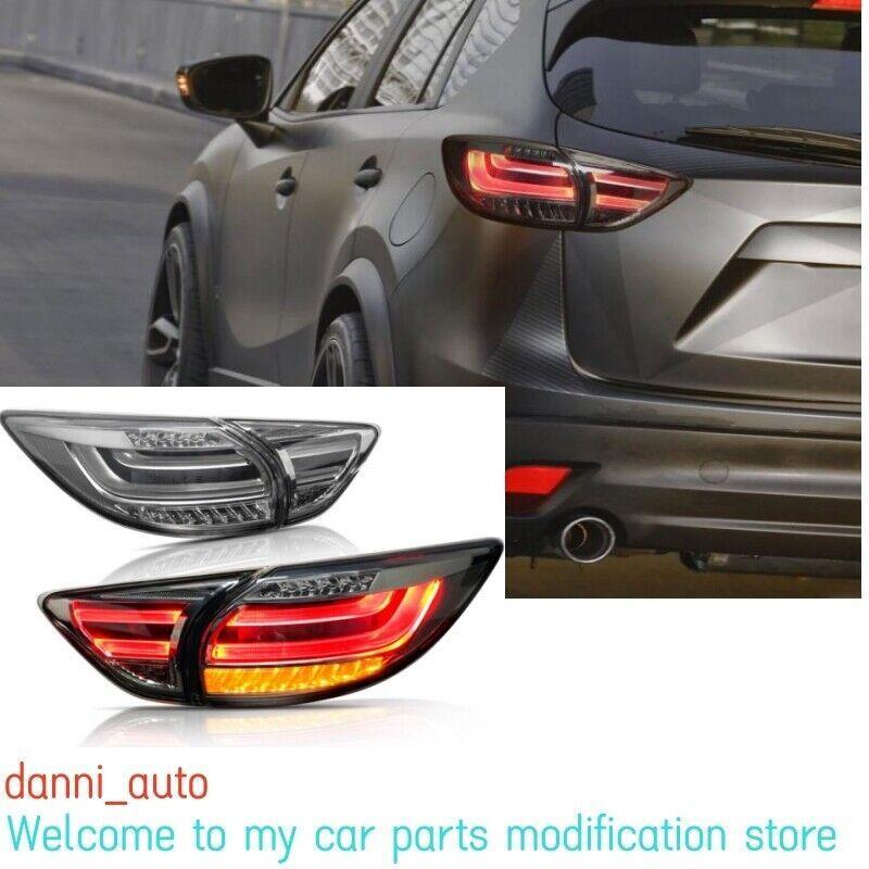 2012-2018 Mazda CX-5 LED Taillights with Dynamic Turn Signal in Smoke Black