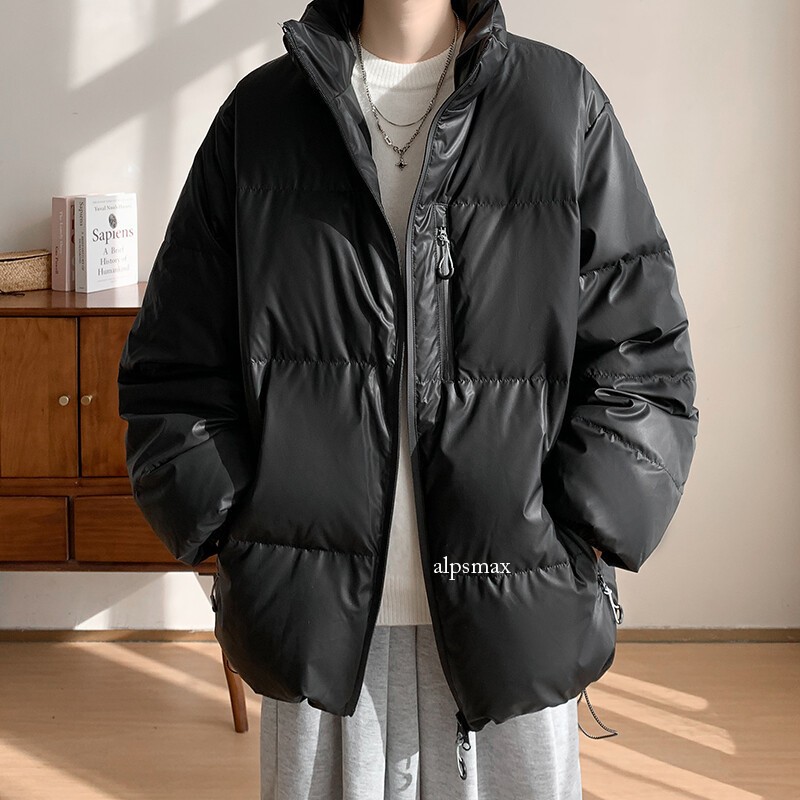 Down Jacket Men's New Zipper Thickened Warm White Duck Down Loose Casual Jacket