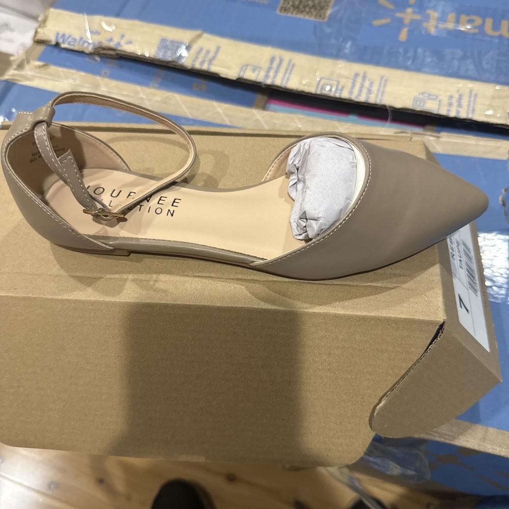 Journee Collection Reba Womens D'Orsay Flat Taupe Faux Leather US Size 7