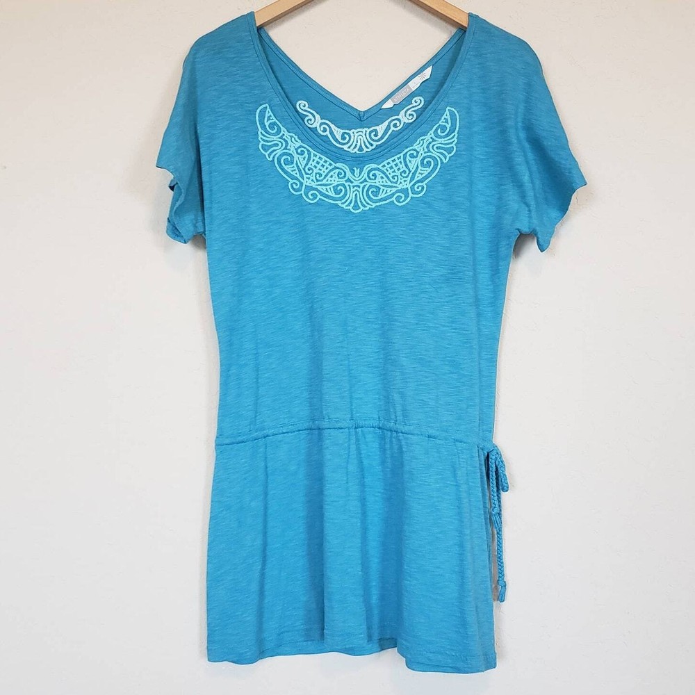 Athleta Embroidered Blue Taj Tunic Dress Women's Small Casual