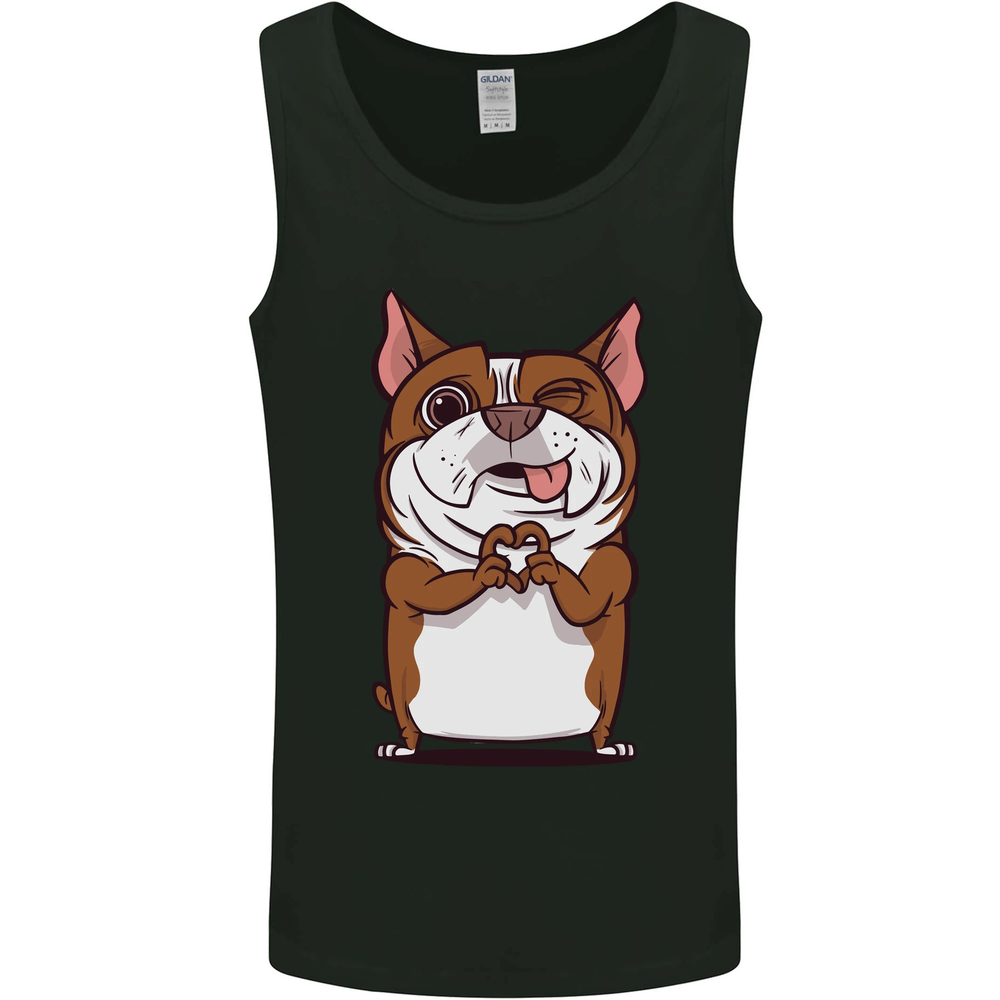 Cute Dog with Heart Sign Mens Sleeveless Vest Tank Top