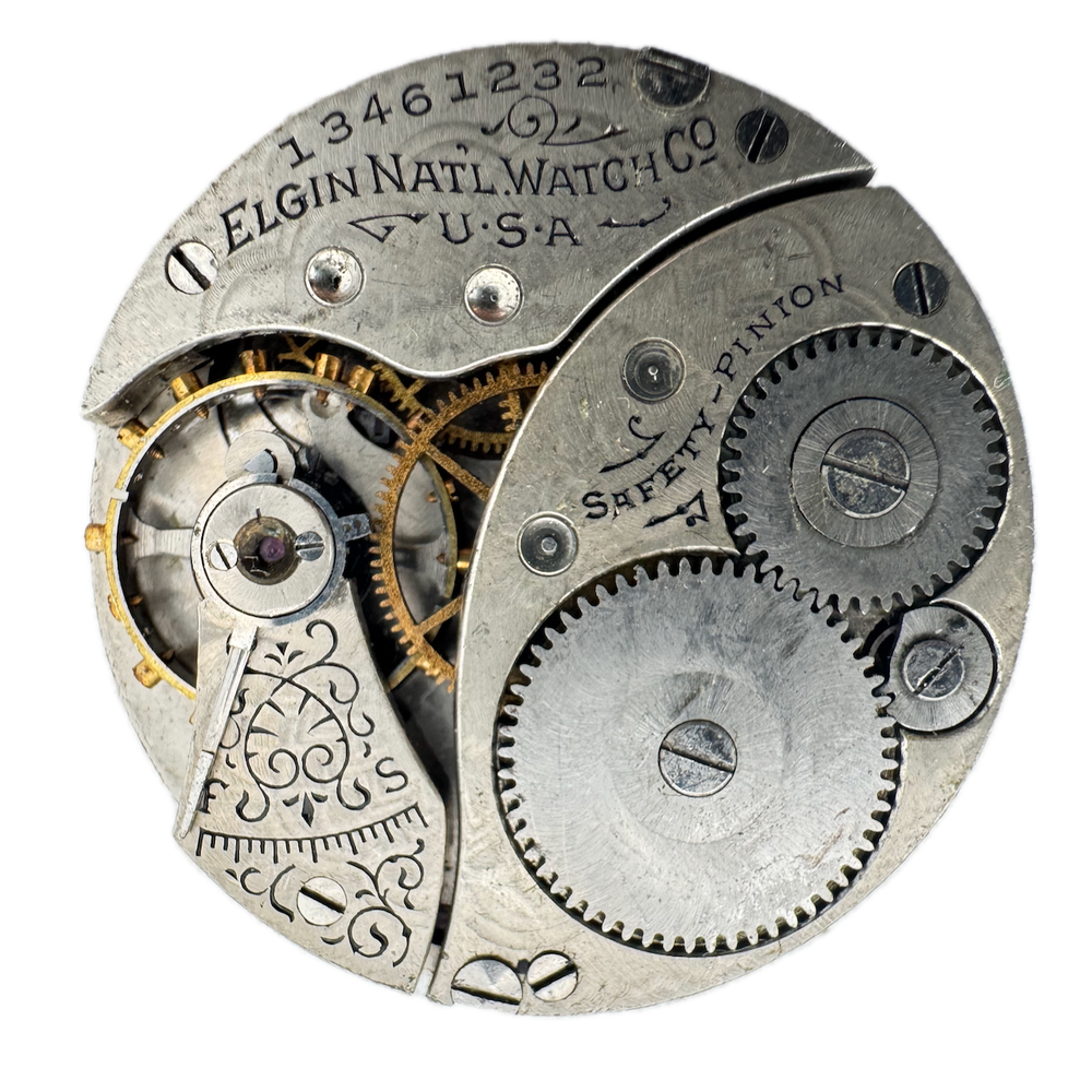 Antique 1908 Elgin 7j Multicolor Hunter Pocket Watch Movement 320