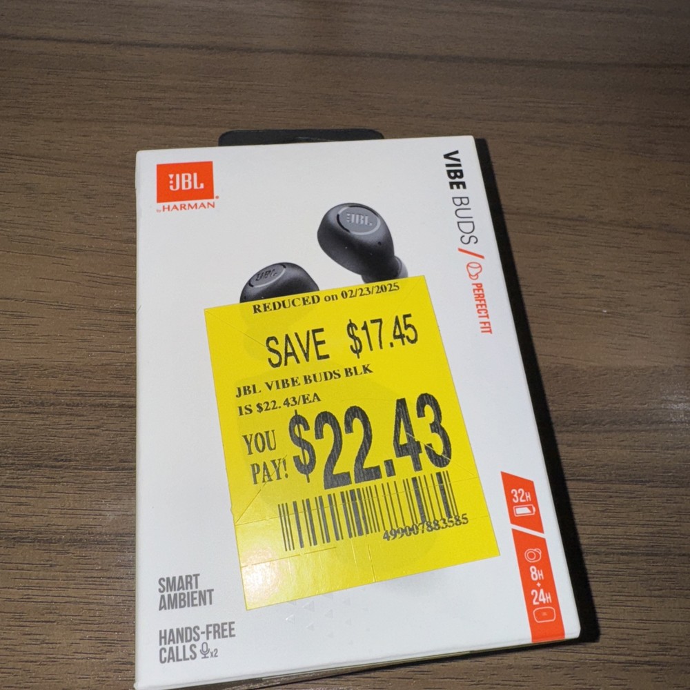 JBL Vibe Buds True Wireless Bluetooth Earbuds Headphones - Black. Perfect fit