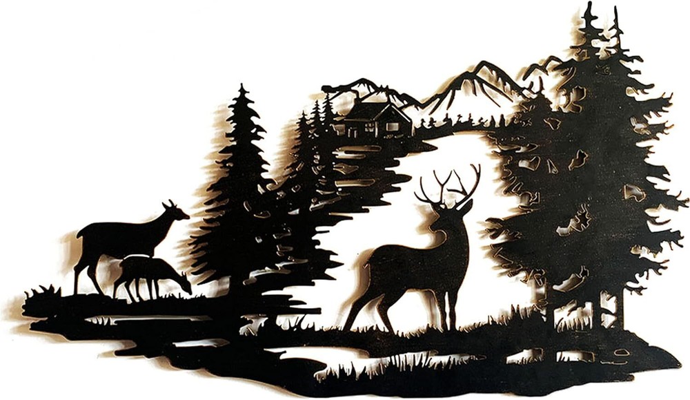 Cabin Decor Metal Deer Wall Art Rustic Wall Decor Hanging for Bathroom Living...