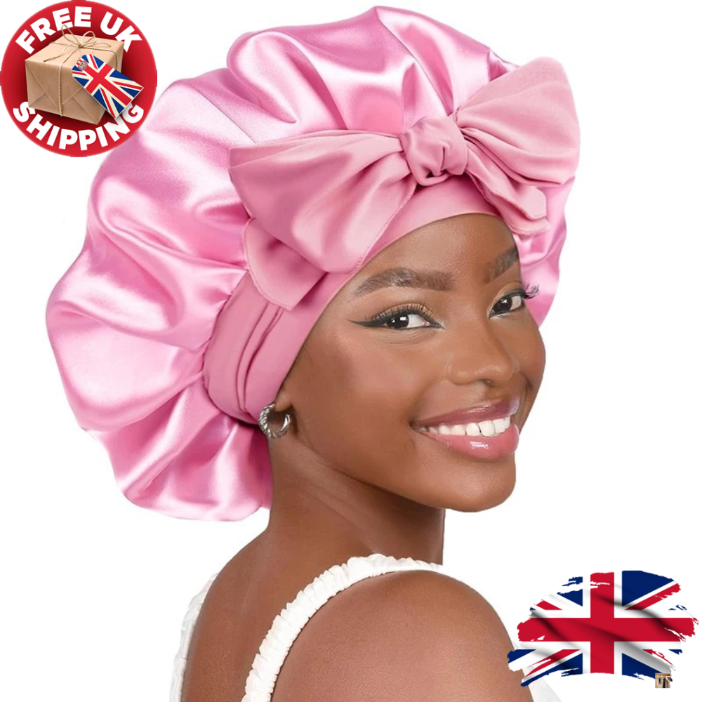 Silky Sleeping Bonnet with Tie | Shower Cap for Curly Hair | Satin Bonnet UK
