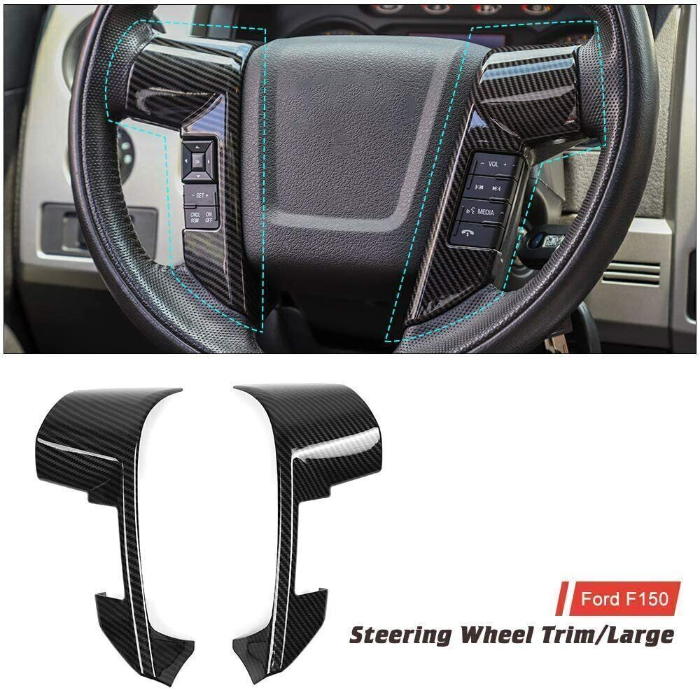 Car Steering Wheel Trim Cover Frame for 09-14 Ford F150 SVT Raptor Carbon Fiber