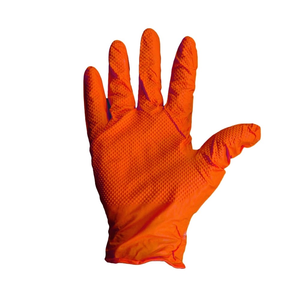 48,000 Pcs 8-mil Orange Nitrile Gloves with Diamond Texture for Industrial Use