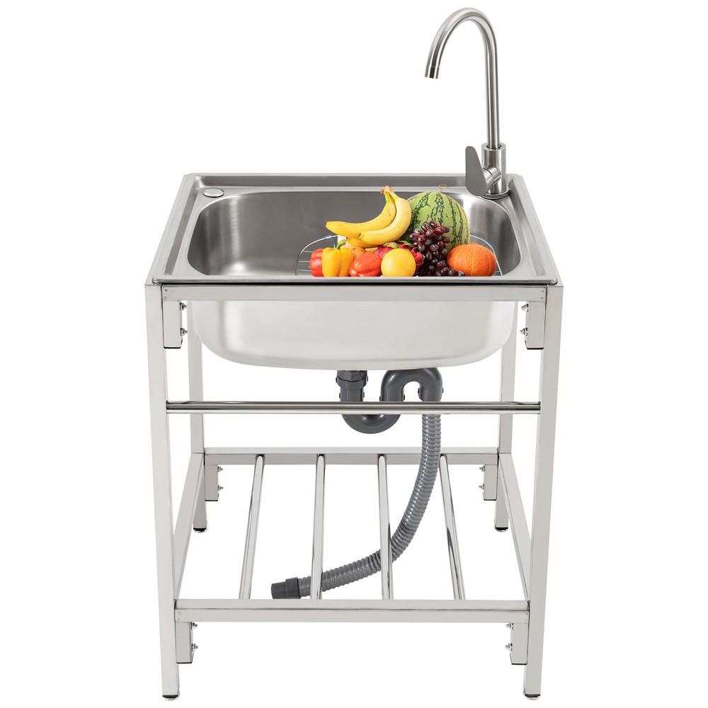 Commercial Stainless Steel Sink Outdoor Single-Bowl Utility Sinks With Faucet US