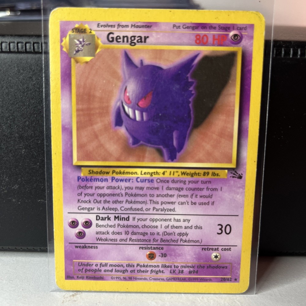Pokémon Fossil Gengar 20/62 Unlimited Non-Holo Rare Trading Card