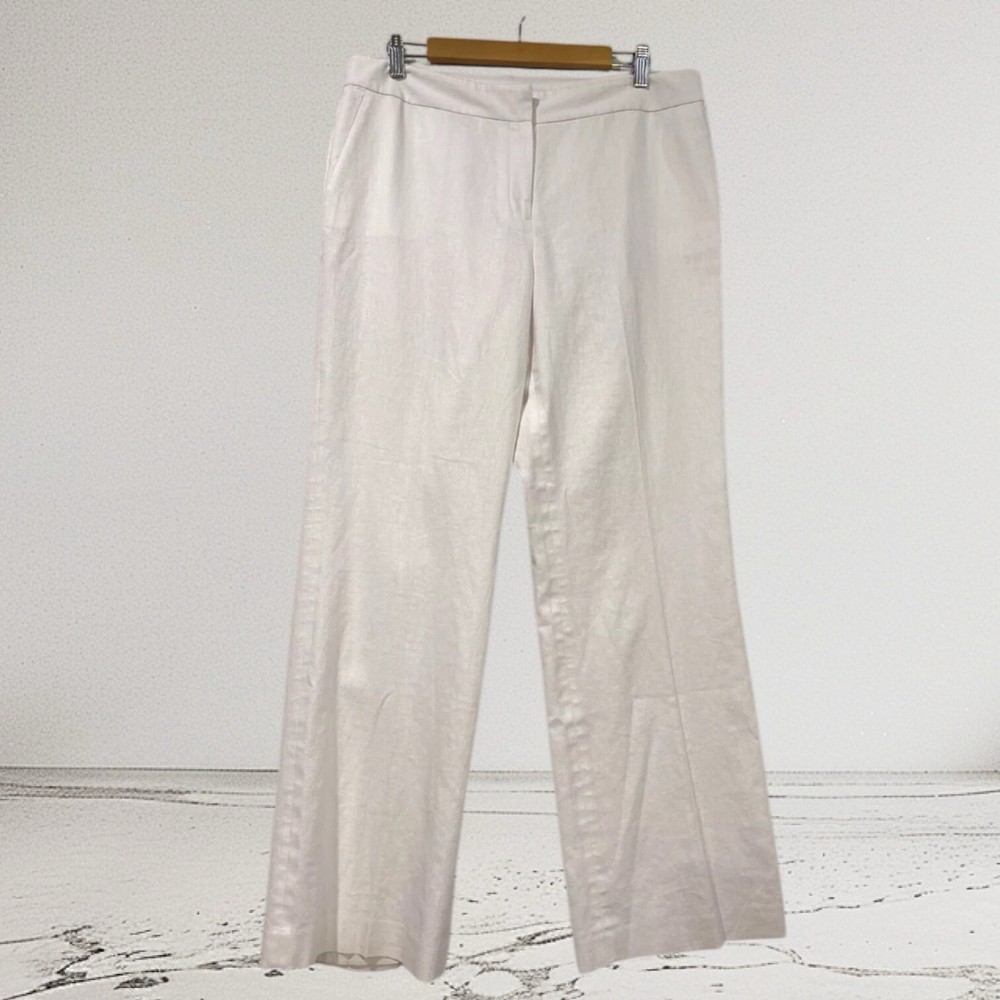 Nine West The Neo Classic Linen Blend Pants Women’s Size 12 Ivory Classic