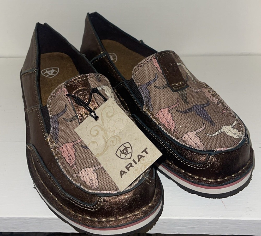 Women’s Ariat Cruiser Shoes Steer Skull Western Bohemian Loafer Size 6.5 Leather