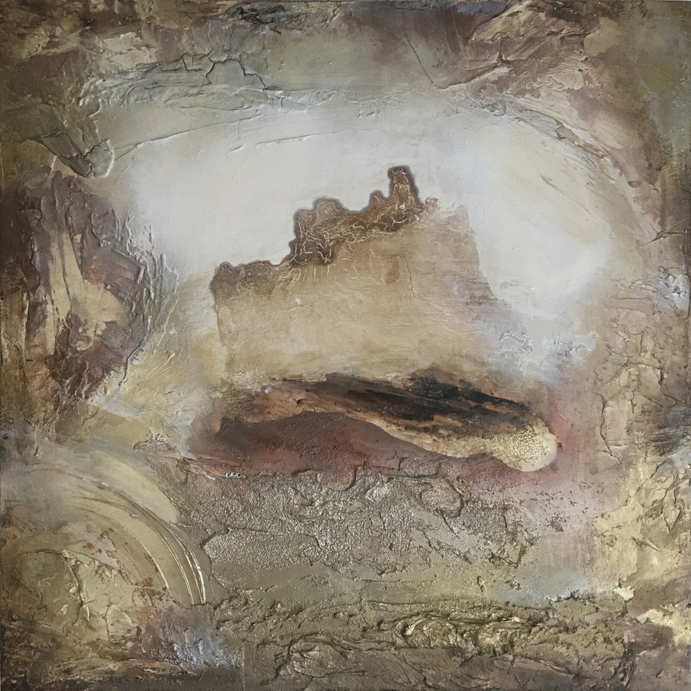 ORIGINAL NATURE ART MODERN PAINTING Surreal Fantasy Mountains Rocks SWAROVSKI