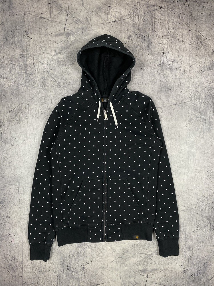 Carhartt Wip Mellow Multilogo Monogram Zip Up Hoodie Men’s Size Small Black