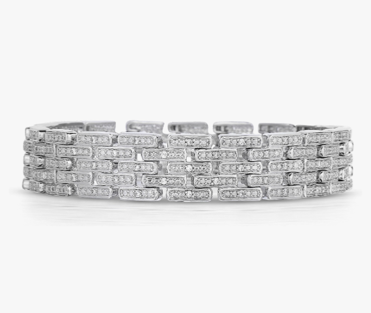 Natalia Drake 1 CTTW Diamond Studded Panther Link Bracelet 7.25 Inches