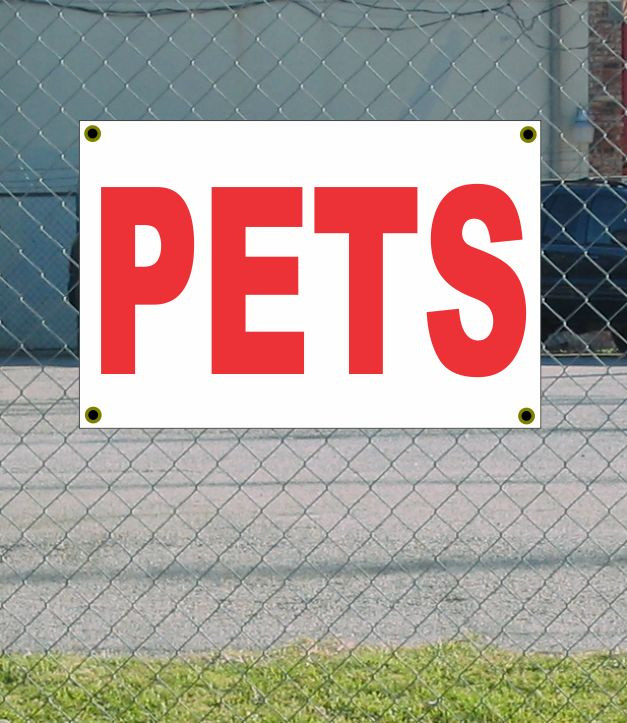Get the 2x3 Red & White PETS Banner Sign at a New Discounted Price with Free Shipping