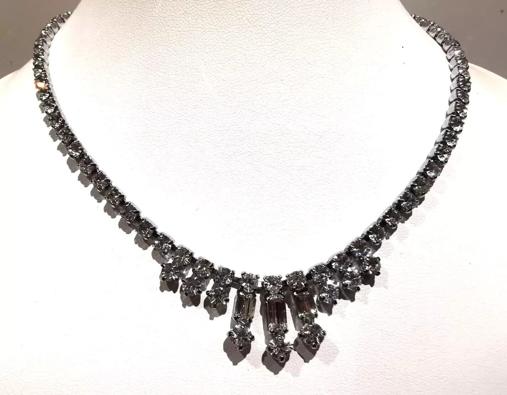 Vintage Diamante necklet choker chain circa 1950s