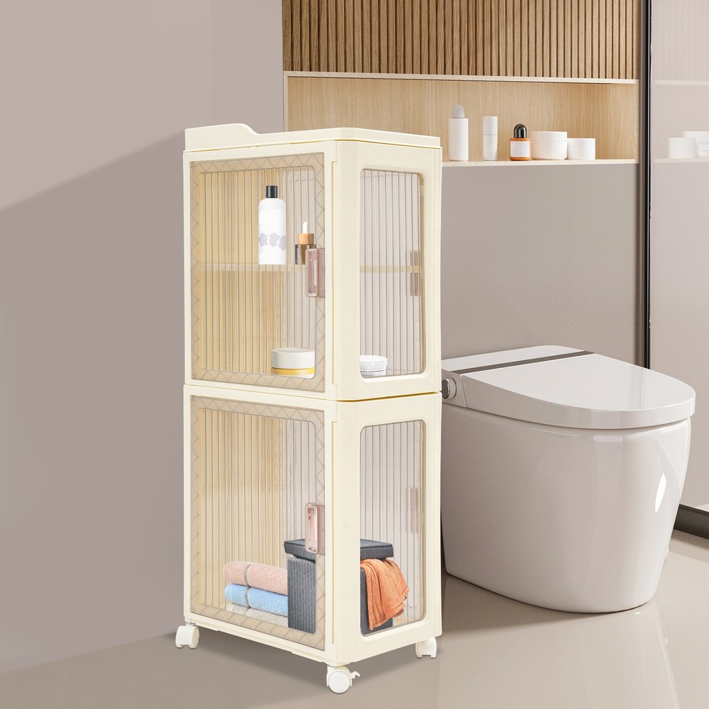 4-Tier Slim Narrow Storage Cabinet with Locking Wheels for Bedroom