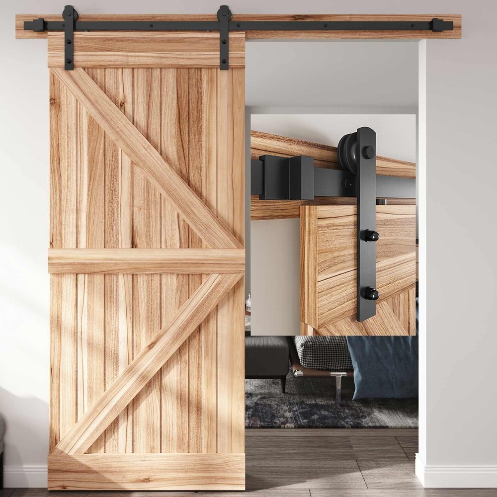 6 FT Heavy Duty Sliding Barn Door Hardware Kit with Straight Pulley Smooth Glide