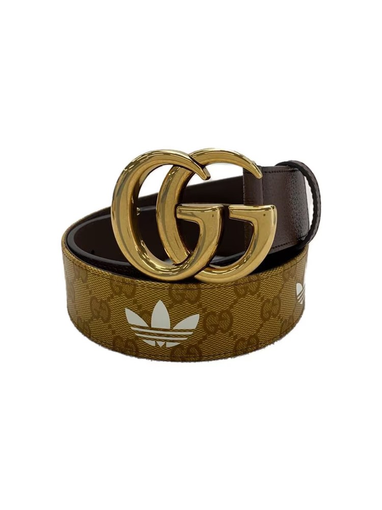 GUCCI GG Buckle Belt, Leather, CML Monogram, Men's, 406831, UVSDT, 80, 32, 48019