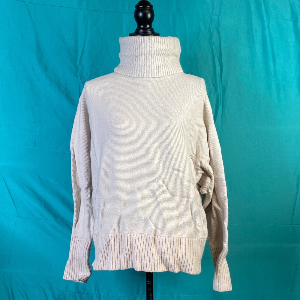Banana Republic Womens XS Beige Wool Stretch Turtleneck Pullover Sweater