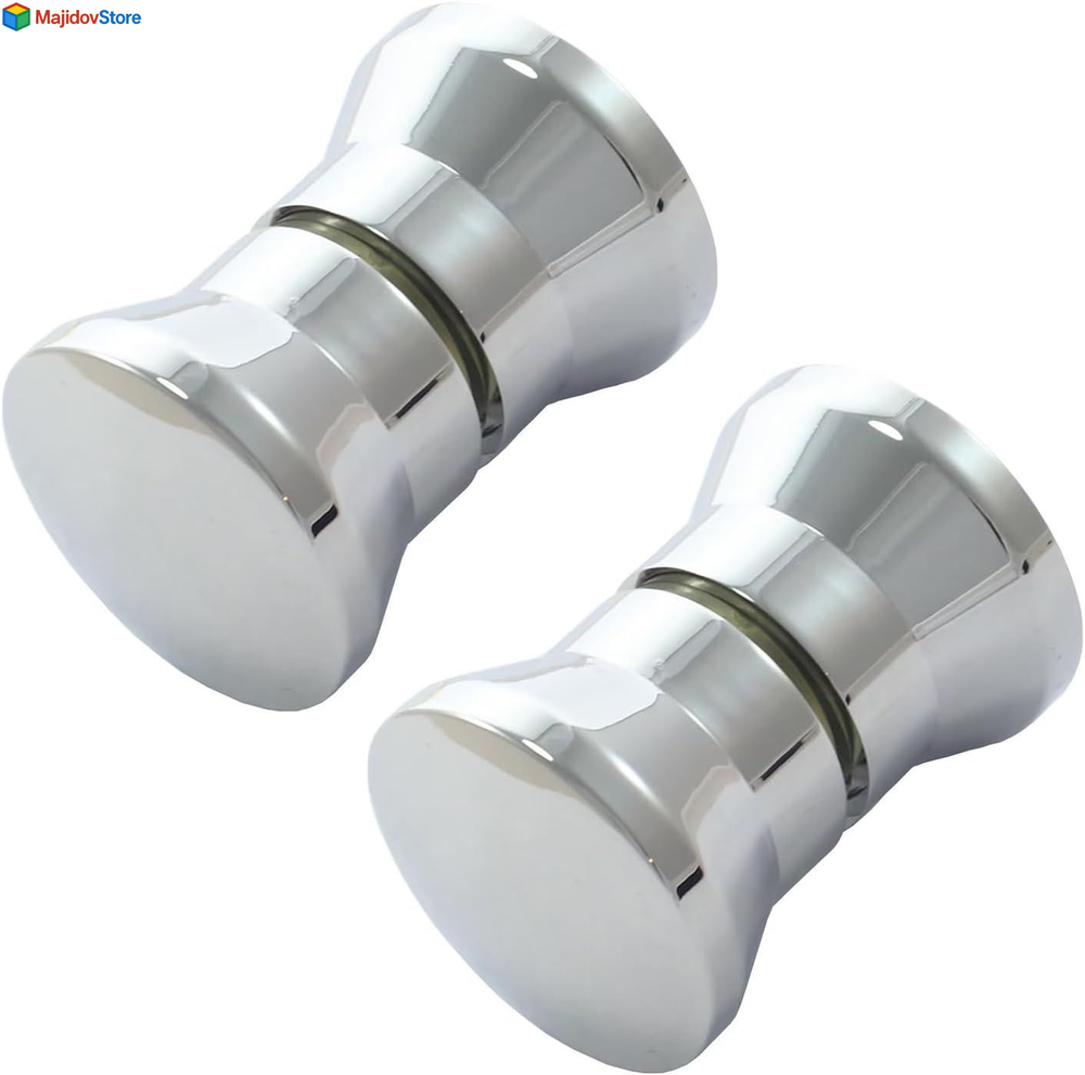 Shower Door knob Handle, 2 Pairs Round Chrome Glass Door Handle Pull Handle knob