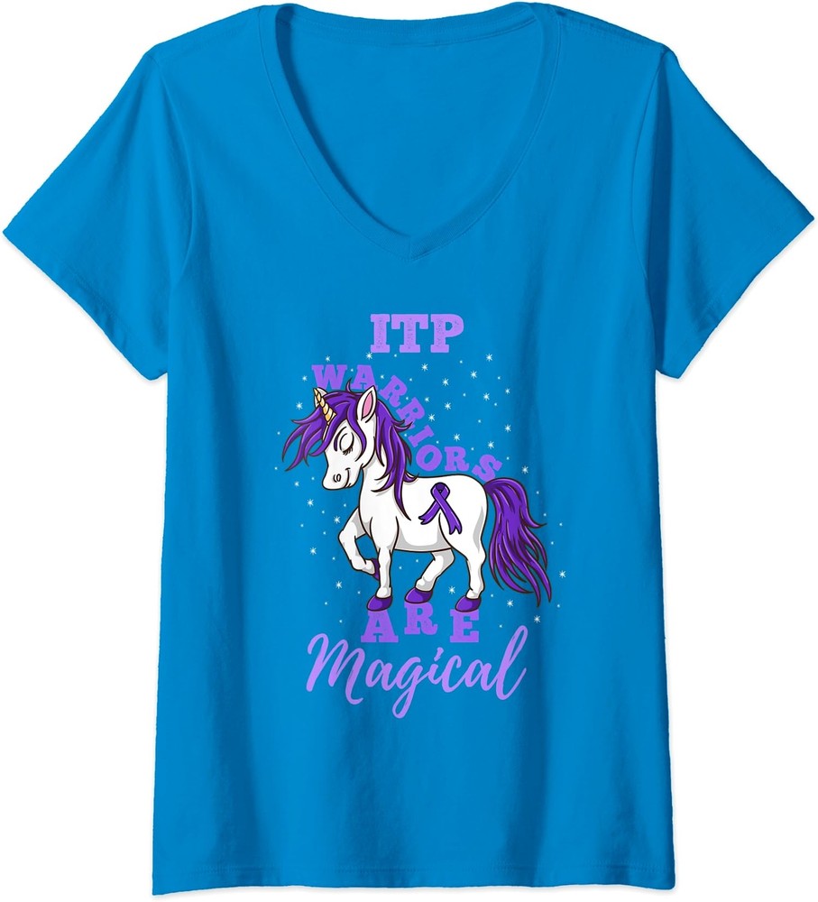 ITP Warriors Are Magical Immune Thrombocytopenia ITP Ladies' V-Neck Tshirt