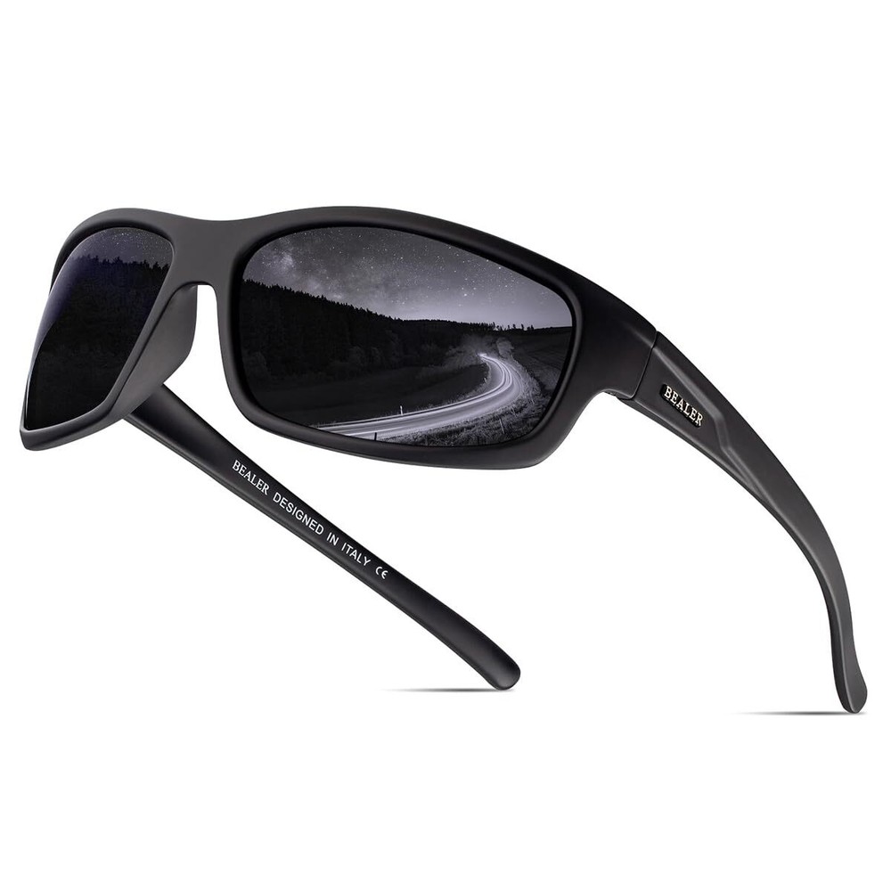 Polarized Sports Sunglasses for Men Lightweight TR90 Frame Sun Glasses Drivin...