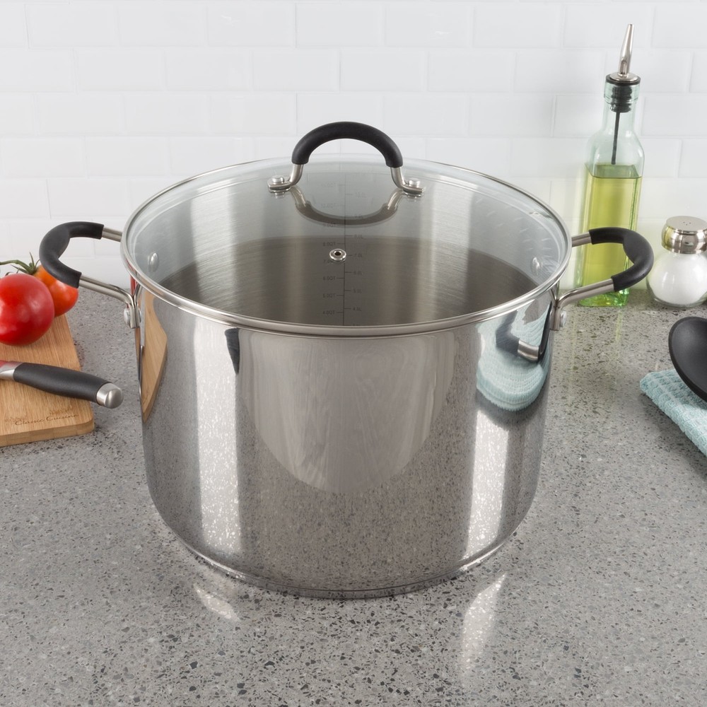 12Qt Stainless Steel Stock Pot with Lid for Induction Gas Electric Stoves
