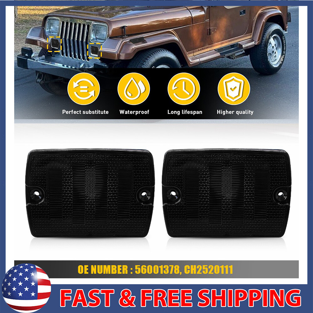 Smoked Front Turn Signal Housings for 1987-95 Jeep Wrangler YJ - Pair