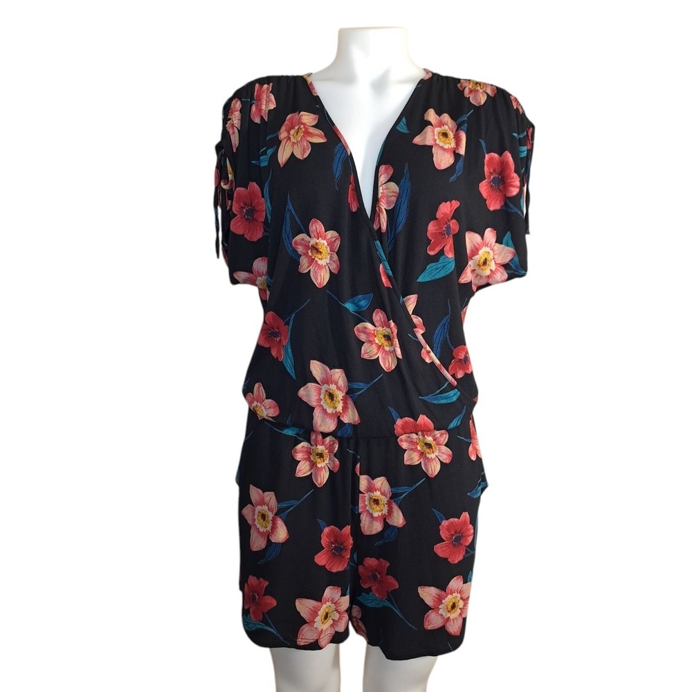 Market & Spruce Women's Romper/One-Piece Size L Floral Multicolor