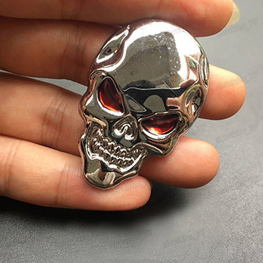 Metal 3D Skull Bone Red Eyes Car Decor Emblem Badge Sticker Decal Accessories
