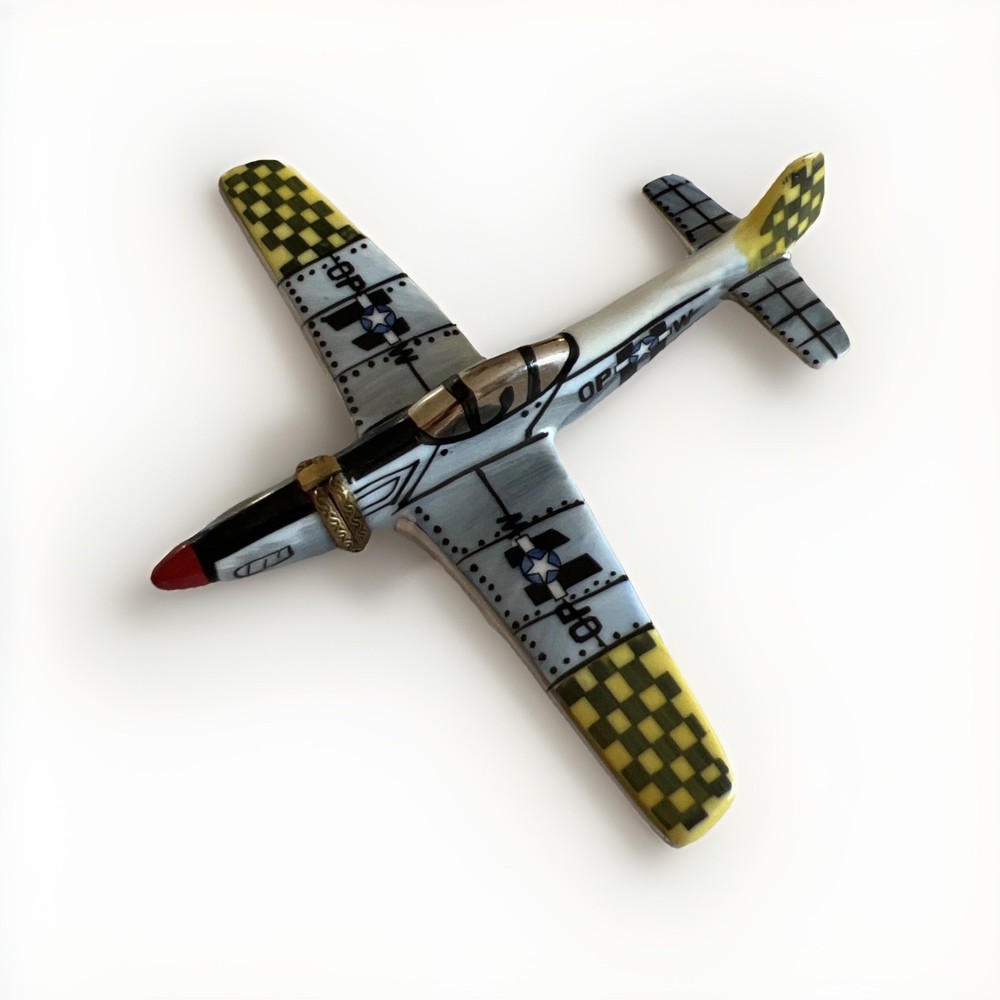 Limoges Gloriette WWII Airplane Trinket Box Hand Painted France Ultra Rare