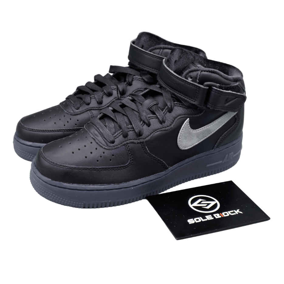 Nike Air Force 1 Mid Premium Black Metallic Silver 2022 DX3061-001 Unisex
