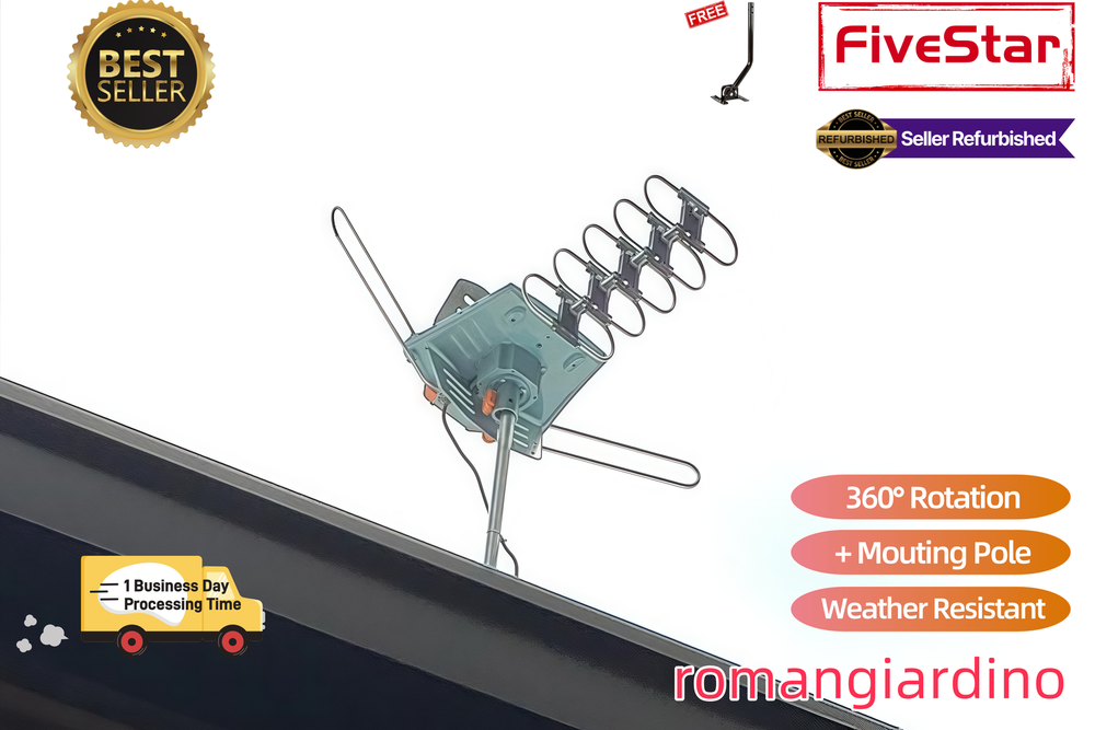 Outdoor TV Antenna Motorized Pole 360° Rotation HDTV 4K Amplified Today’s Deal