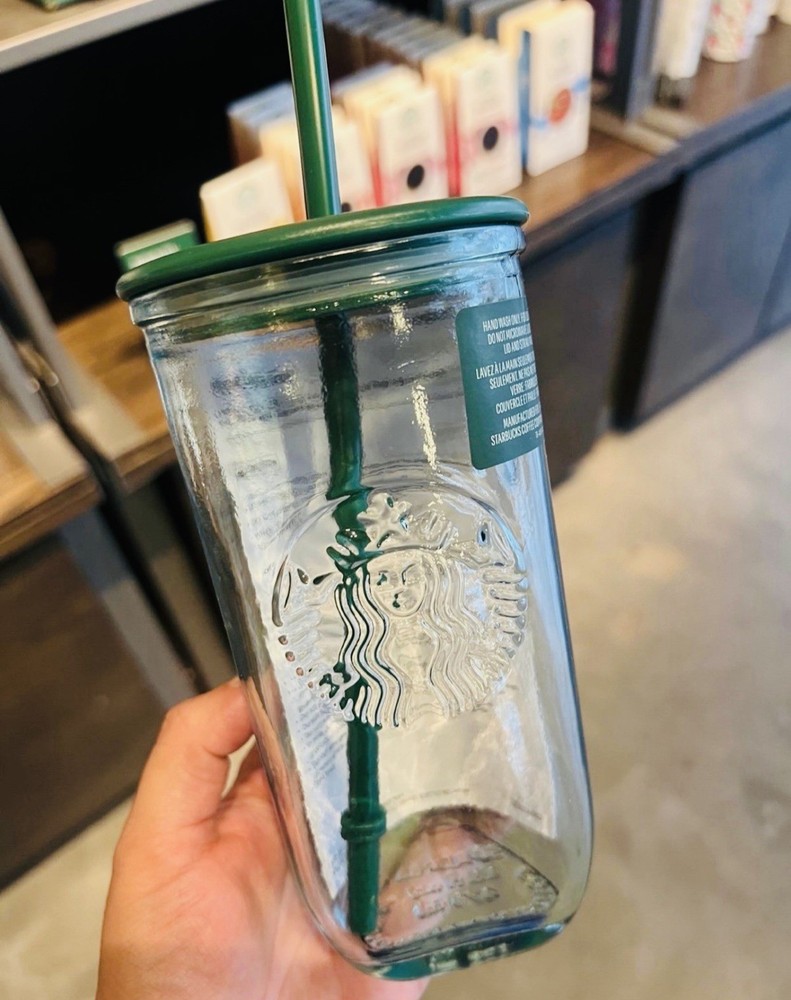 💚NWT Starbucks 2026 Recycled Glass w/Green Lid Cold Cup Tumbler