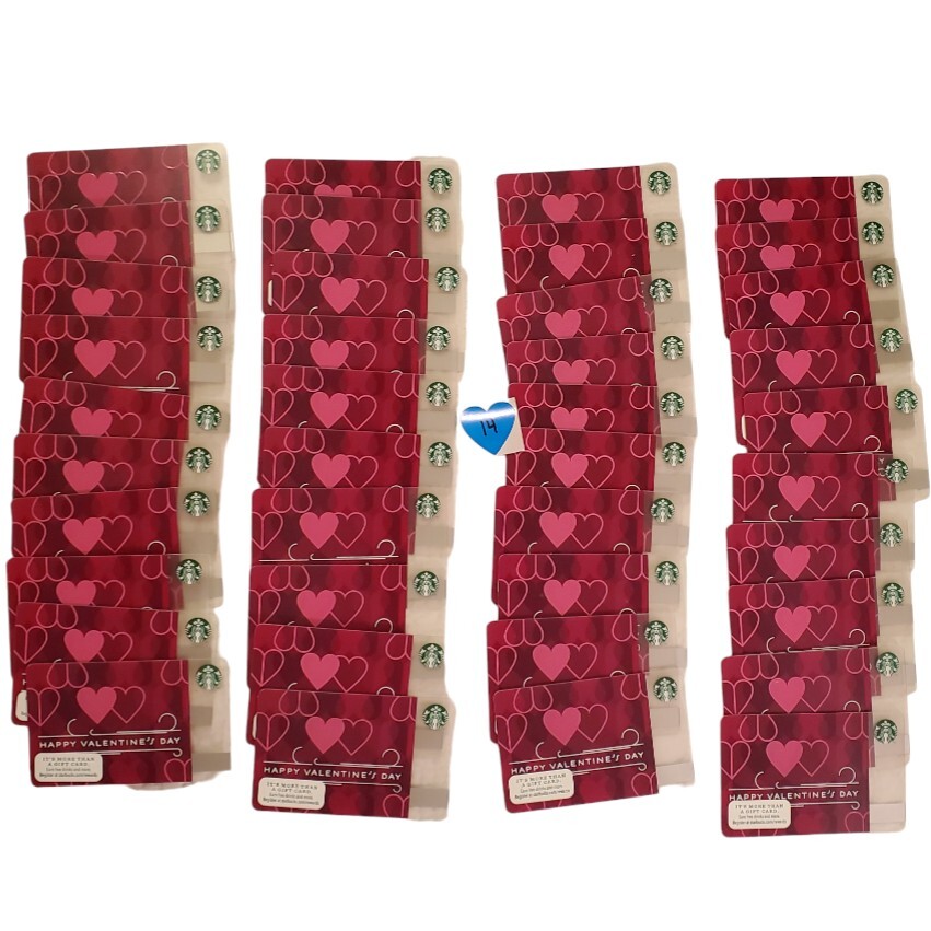Starbucks Gift Card LOT 14 Valentine Class Set 40 All New Unused No Value, Yet!-image