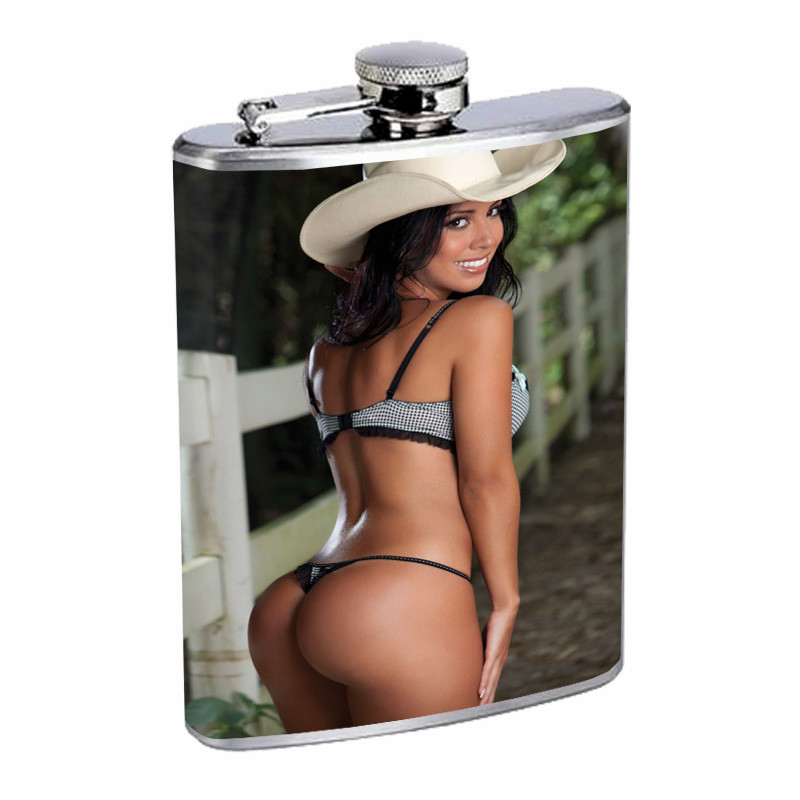 Hot Cowgirls D16 Flask 8oz Stainless Steel Hip Drinking Whiskey