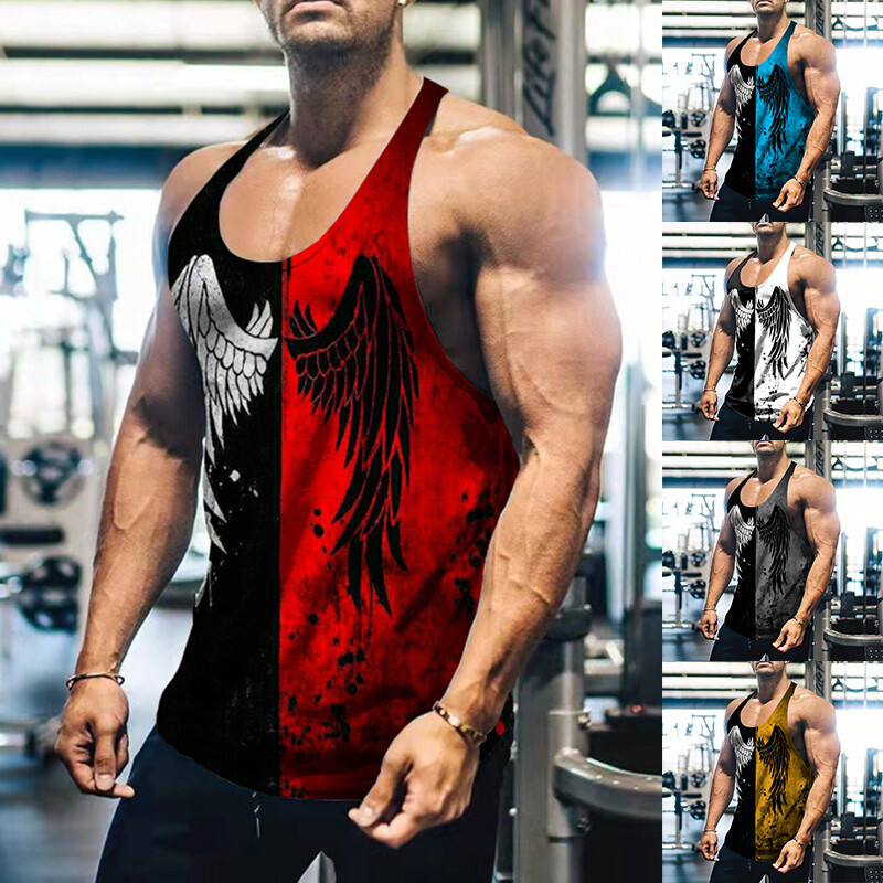 ❀Men Workout Tank Top Gym Athletic Sports Vest Fitness Bodybuilding Muscle Shirt