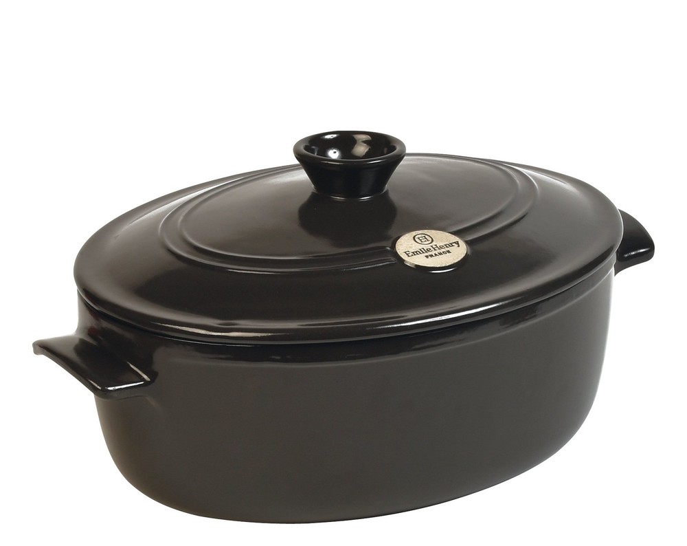 Made In France Flame Oval Stewpot Dutch Oven, 6.3 quart, Charcoal