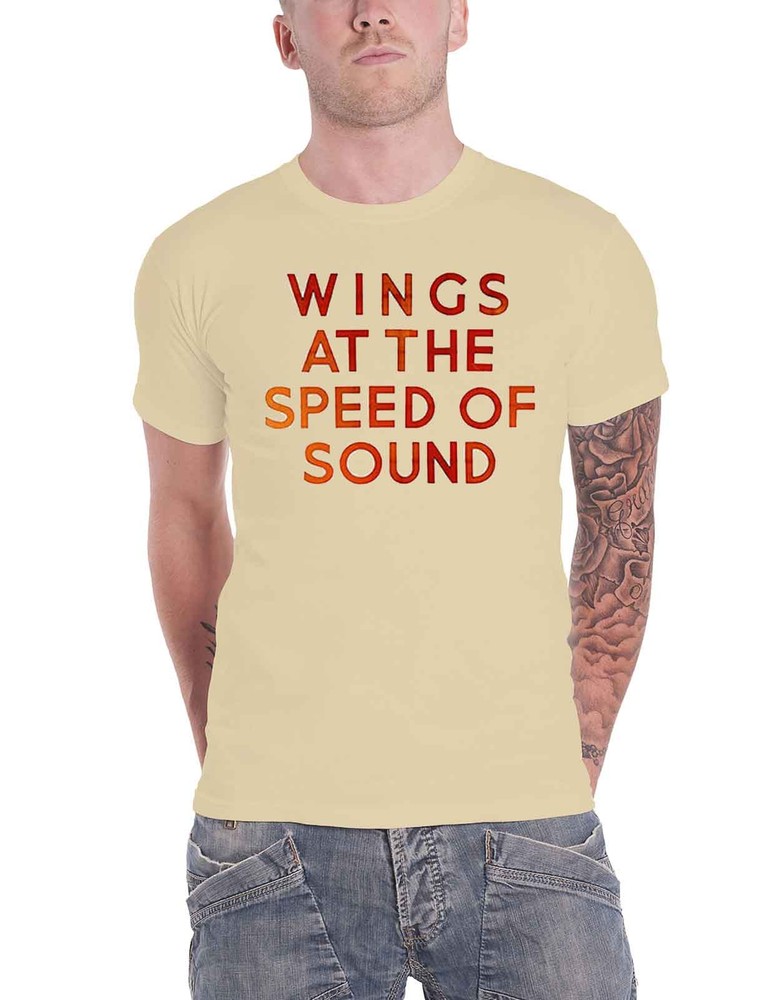 Official Paul McCartney Wings at the Speed of Sound Logo Men's Sand T-Shirt