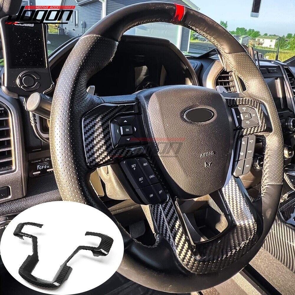 Real Carbon Steering Wheel Cover For Ford F150 F-150 F250 F350 F550 Raptor 15-20