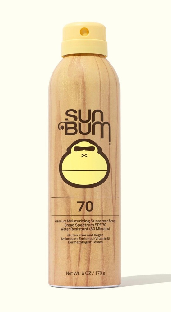 Sun Bum Original SPF 70 Sunscreen Spray 6 oz Water-Resistant Broad Spectrum Protection