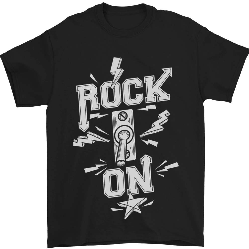 Rock On Funny Music Heavy Metal Guitar Mens T-Shirt 100% Cotton