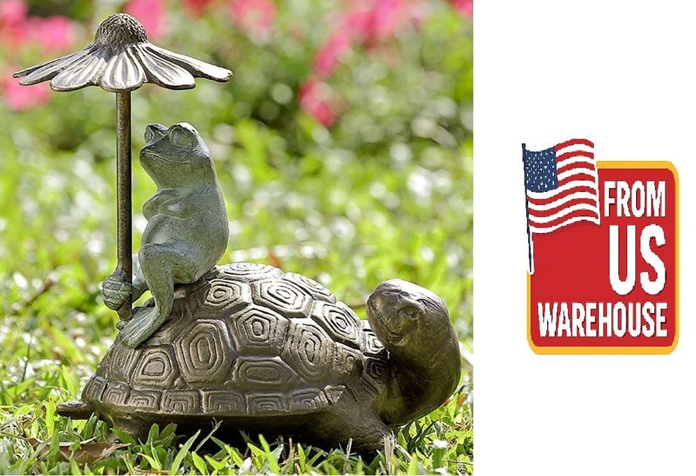Frog and Turtle Key Safe Outdoor Garden Sculpture Ride Sharing