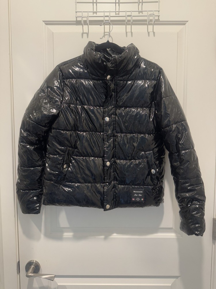 Forever 21 Down Jacket Women Black Short Size S