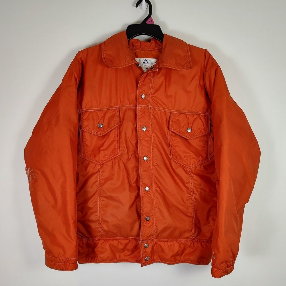 Vintage Gerry Goose Down Hunting Ski Jacket Orange 70s 80s USA mens Large