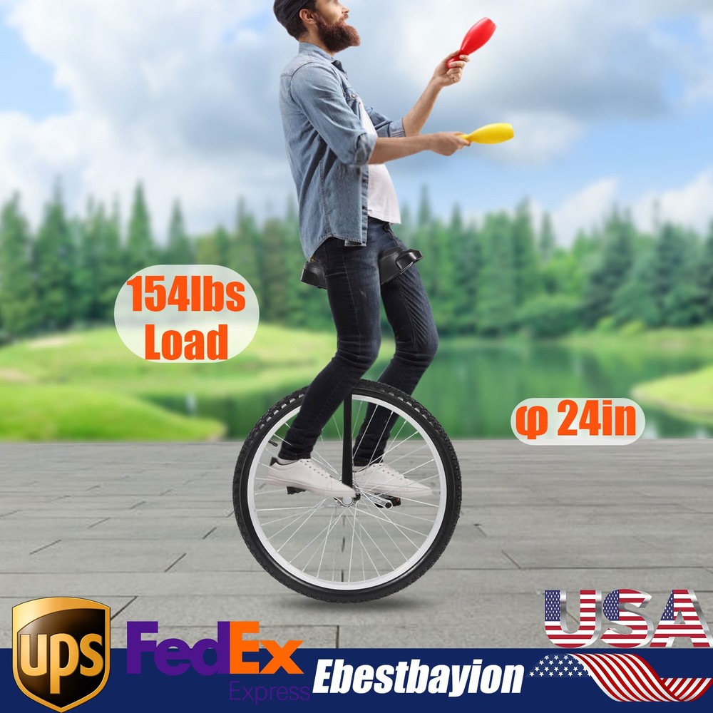 Adjustable Height 24-Inch Unisex Adult Unicycle with Steel Frame