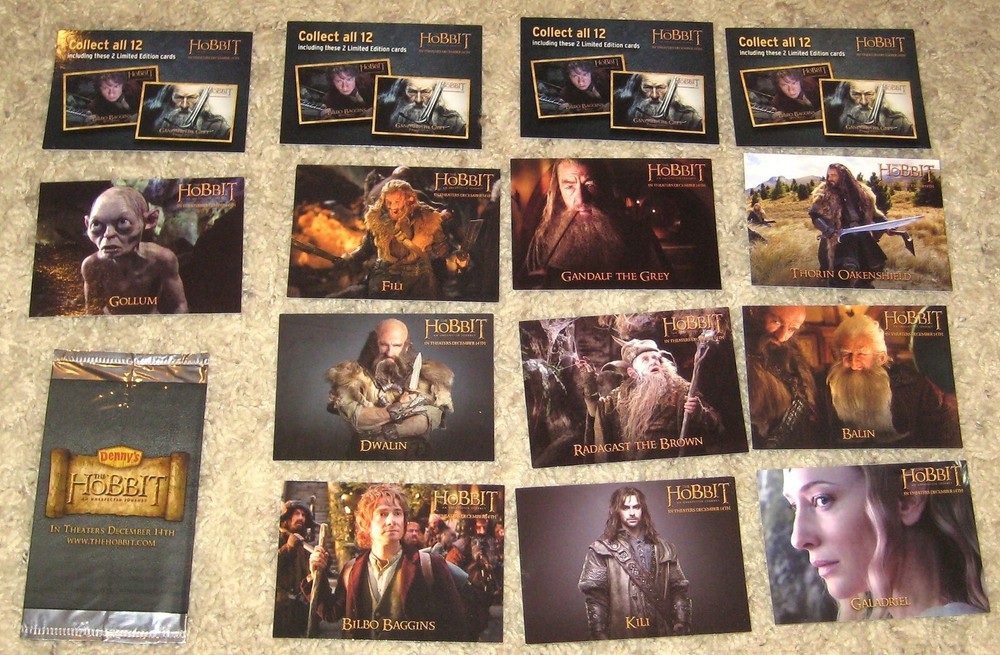 2012 The Hobbit Denny's 10 Card Promo Set with 4 Coupons and Wrapper-image