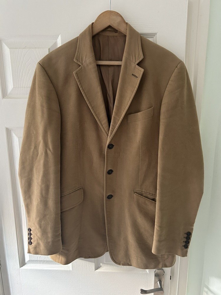 Hackett Camel Moleskin Jacket Blazer Size UK 42R Lined Ex Condition Single Vent